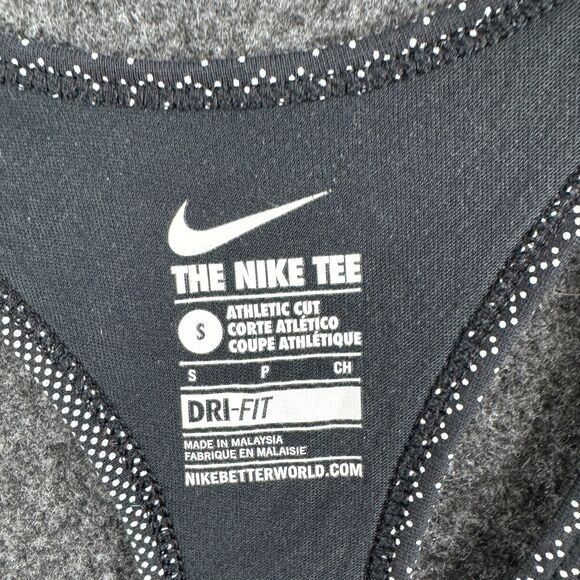 Nike Dri-Fit Swoosh Racer Tank Top Women's Small Black Allover Print Athletic - Picture 3 of 8